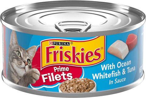 Purina  Prime Filets with Ocean Whitefish and Tuna in Sauce High Protein Wet Cat Food - (Pack of 24) 5.5 Oz. Cans