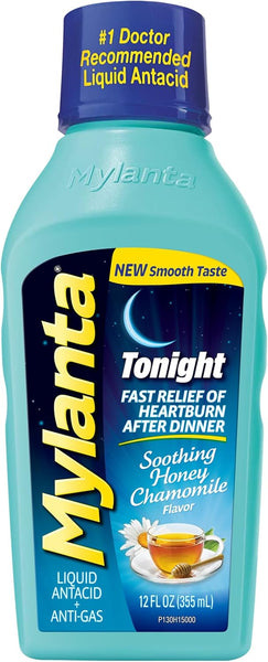 Heartburn and Gas Relief, Liquid Antacid, Tonight Formula, Honey Chamomile Flavor, 12 Fl Oz