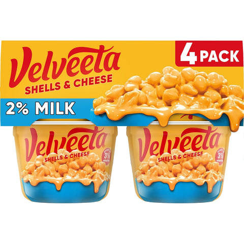 Shells & Cheese Microwaveable Shell Pasta with 2% Milk Cheese, 4 Ct Pack, 2.19 Oz Cups