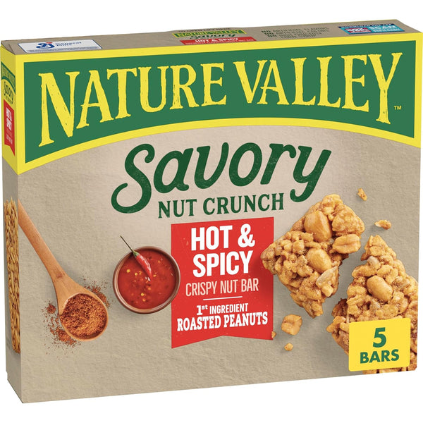 Savory Nut Crunch Bars, Hot and Spicy Crispy Nut Bar, 5 Bars, 4.45 Oz