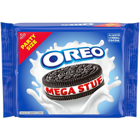 Mega Stuf Chocolate Sandwich Cookies, Party Size, 1 Lb 9.35 Oz