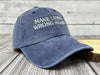 Embroidered Make Lying Wrong Again Hats for Women Men, Navy Blue Adjustable Baseball Cap Snap Back Cotton Embroidery Dad Hat