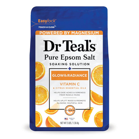 Salt Soak with Pure Epsom Salt, Glow & Radiance with Vitamin C & Citrus Essential Oils, 3 Lbs