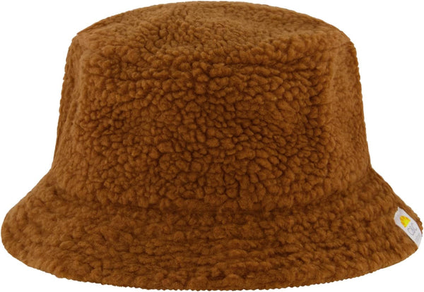 C & C California Bucket Hat, Faux Sherpa Packable Travel Hat, Wide Brim Summer Hat, Rust, One Size
