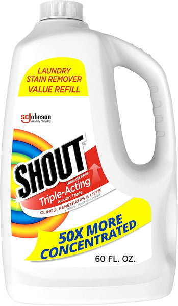 Active Enzyme Laundry Stain Remover Spray for Clothes, Triple-Acting Formula Clings, Penetrates, and Lifts Tough & Everyday Stains - Prewash Refill 60Oz (1.7L)