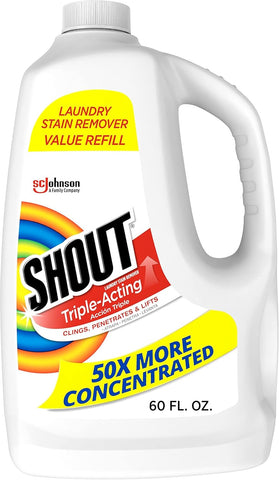 Active Enzyme Laundry Stain Remover Spray for Clothes, Triple-Acting Formula Clings, Penetrates, and Lifts Tough & Everyday Stains - Prewash Refill 60Oz (1.7L)