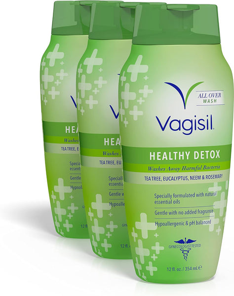 Feminine Wash for Intimate Area Hygiene, Healthy Detox, All over Body Wash for Women, Gynecologist Tested, Hypoallergenic and Ph Balanced, 12 Fl Oz (Pack of 3)