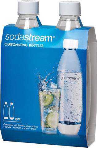1 L Slim White Carbonating Bottle Twin Pack