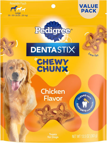 Dentastix Chewy Chunx Large Dog Dental Treats Chicken Flavor, 13.5 Oz. Bag