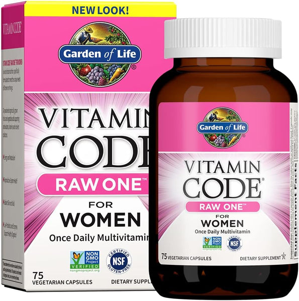 Vitamin Code Raw One Once Daily Multivitamin Capsules, Fruits, Veggies, Probiotics for Womens Health, Vegetarian, Gluten Free, 75 Count