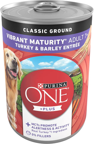plus Classic Ground Vibrant Maturity Adult 7 plus Turkey and Barley Entree Senior Dog Food - (Pack of 12) 13 Oz. Cans