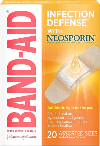 '- 5570 Brand Bandages with Neosporin Antibiotic Ointment, Assorted Sizes, 20 Ct
