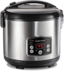 Digital Programmable Rice Cooker & Food Steamer, 14 Cups Cooked (7 Uncooked) with Steam & Rinse Basket, Stainless Steel (37548)