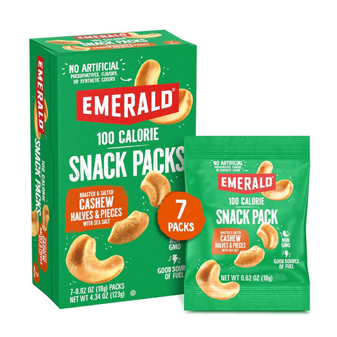 Nuts Roasted and Salted Cashews 7Ct (1-Pack), 100-Calorie Individual Packs, Kosher Certified, Non-Gmo, Contains No Artificial Preservatives, Flavors or Synthetic Colors