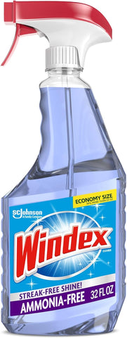 Glass and Window Cleaner Spray Bottle, Ammonia Free, Bottle Made from 100% Recovered Coastal Plastic, Surface Cleaning Spray, Crystal Rain Scent, 32 Fl Oz
