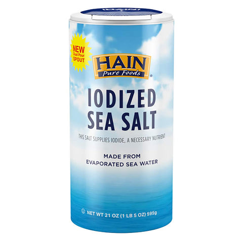 Hain Pure Foods Iodized Sea Salt, 21 Oz