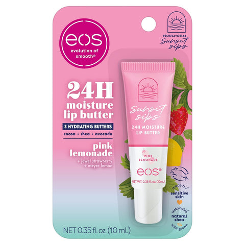 Sunset Sips Lip Butter Tube- Pink Lemonade, 24-Hour Moisture, Overnight Lip Mask, Lip Care Products, 0.35 Fl Oz
