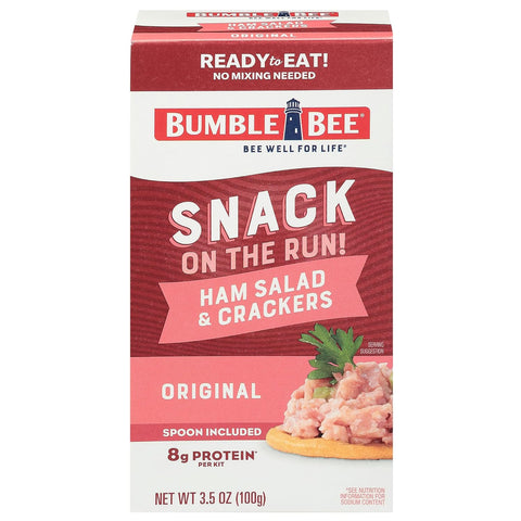 Snack on the Run Ham Salad with Crackers Kit, 3.5 Oz - Ready to Eat, Spoon Included - Shelf Stable & Convenient Protein Snack