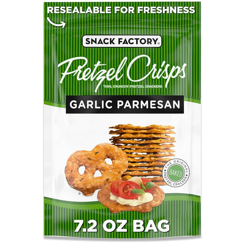 Garlic Parmesan Pretzel Crisps, 7.2 OZ Resealable Bag