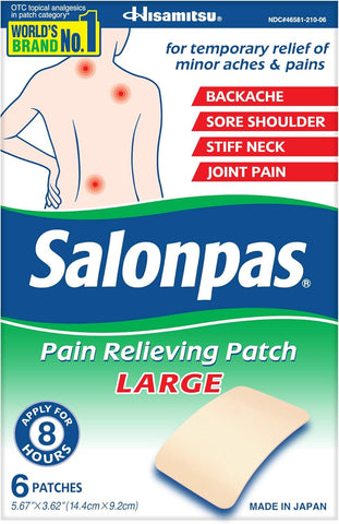 Pain Relieving Patch, LARGE, 6 Count, for Back, Neck, Shoulder, Knee Pain and Muscle Soreness, 8 Hour Pain Relief