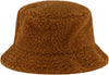 C & C California Bucket Hat, Faux Sherpa Packable Travel Hat, Wide Brim Summer Hat, Rust, One Size