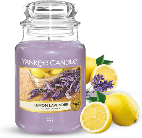 Lemon Lavender Scented Classic 22Oz Large Jar Single Wick Candle over 110 Hours of Burn Time Ideal for Gifting Events and Home Fragrance
