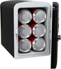 Retro Mini Personal Fridge Cooler, Holds up to 9 Cans, Portable & Compact, AC Plug & 12V Car Charger – Black