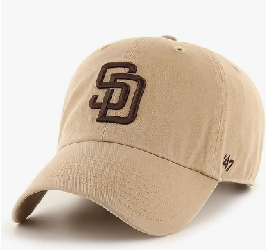 Branded MLB Khaki Primary Logo Clean Up Adjustable Strap Baseball Dad Hat Cap, Adult One Size Fits All