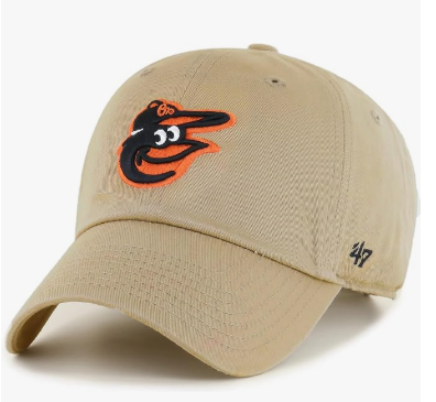 Branded MLB Khaki Primary Logo Clean Up Adjustable Strap Baseball Dad Hat Cap, Adult One Size Fits All
