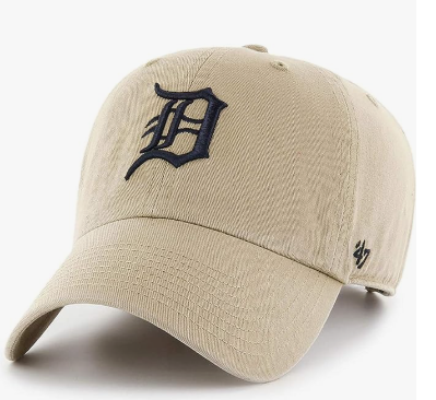Branded MLB Khaki Primary Logo Clean Up Adjustable Strap Baseball Dad Hat Cap, Adult One Size Fits All