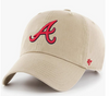 Branded MLB Khaki Primary Logo Clean Up Adjustable Strap Baseball Dad Hat Cap, Adult One Size Fits All