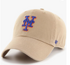 Branded MLB Khaki Primary Logo Clean Up Adjustable Strap Baseball Dad Hat Cap, Adult One Size Fits All