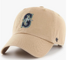 Branded MLB Khaki Primary Logo Clean Up Adjustable Strap Baseball Dad Hat Cap, Adult One Size Fits All