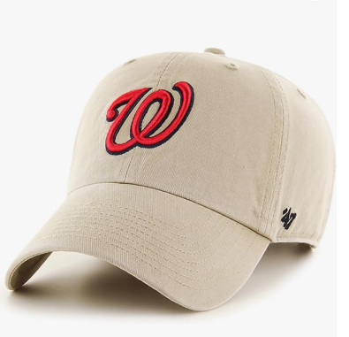 Branded MLB Khaki Primary Logo Clean Up Adjustable Strap Baseball Dad Hat Cap, Adult One Size Fits All