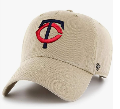 Branded MLB Khaki Primary Logo Clean Up Adjustable Strap Baseball Dad Hat Cap, Adult One Size Fits All