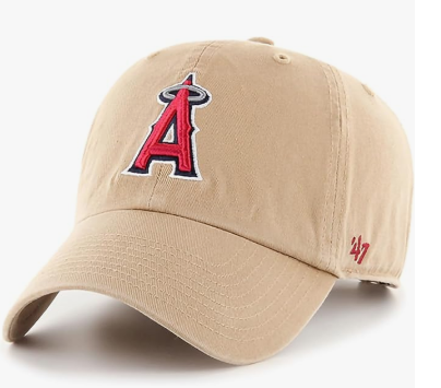 Branded MLB Khaki Primary Logo Clean Up Adjustable Strap Baseball Dad Hat Cap, Adult One Size Fits All