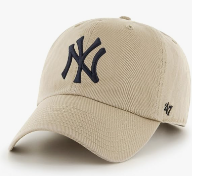Branded MLB Khaki Primary Logo Clean Up Adjustable Strap Baseball Dad Hat Cap, Adult One Size Fits All