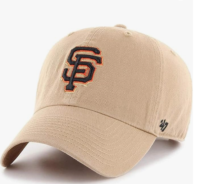 Branded MLB Khaki Primary Logo Clean Up Adjustable Strap Baseball Dad Hat Cap, Adult One Size Fits All