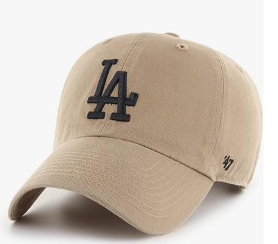 Branded MLB Khaki Primary Logo Clean Up Adjustable Strap Baseball Dad Hat Cap, Adult One Size Fits All
