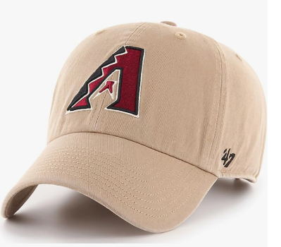 Branded MLB Khaki Primary Logo Clean Up Adjustable Strap Baseball Dad Hat Cap, Adult One Size Fits All
