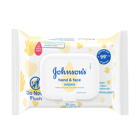 Disposable Hand & Face Cleansing Wipes, Pre-Moistened Wipes Gently Remove 99% of Germs & Dirt from Delicate Skin, Paraben-, Phthalate- & Alcohol-Free, Hypoallergenic, 25 Count