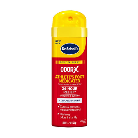 ODOR-X ATHLETE'S FOOT MEDICATED POWDER SPRAY, 4.7 Oz // 24-Hour Relief of Itching & Burning, Clinically Proven, Cures & Prevents Most Athlete'S Foot, Destroys Odors Instantly