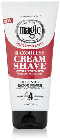 Magic Razorless Shaving Cream, Hair Removal Cream for Body Hair, Extra Strength Depilatory Cream, Works in 4 Minutes for Coarse Hair, 6 Oz