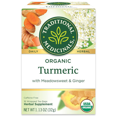 Tea, Organic Turmeric W/Meadowsweet & Ginger, Supports a Healthy Response to Inflammation, 16 Tea Bags