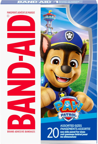 Brand Sterile Adhesive Individually Wrapped Bandages for Kids Featuring Nickelodeon Paw Patrol Characters, First Aid & Wound Care of Minor Cuts & Scrapes, Assorted Sizes 20 Ct