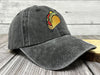Embroidered Taco Baseball Cap for Men Women, Washed Black Embroidery Cotton Adjustable Snapback Trucker Hat Dad Hats Unisex