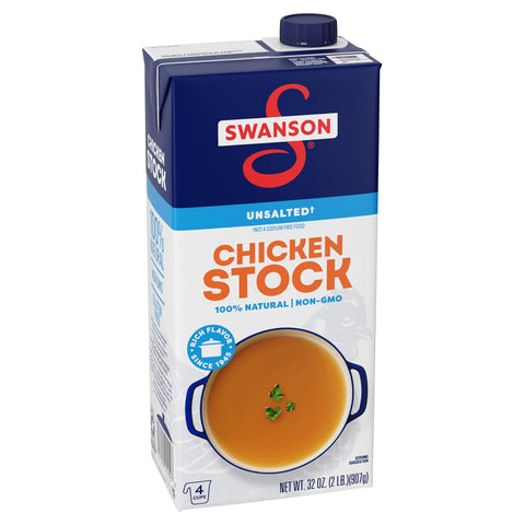 Swanson 100% Natural Unsalted Chicken Stock, 32 Oz Carton