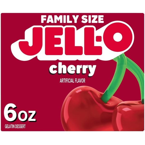 Cherry Artificially Flavored Gelatin Dessert Mix, Family Size, 6 Oz Box