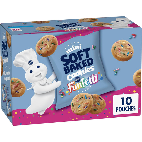 Mini Soft Baked Cookies, Funfetti, Snack Bags, 10 Ct, 10 Oz