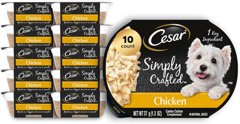 Simply Crafted Adult Wet Dog Food Meal Topper, Chicken, 1.3 Oz. (10 Count, Pack of 1)